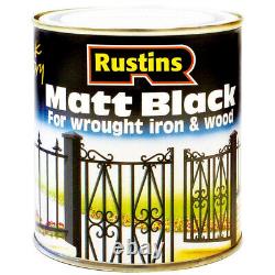 Rustins Matt Black Smooth Paint for Quick Drying Iron / Wood Indoor Outdoor Use