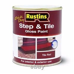 Rustins Quick Dry Step and Tile Gloss Paint Red All Sizes For Steps and Floors