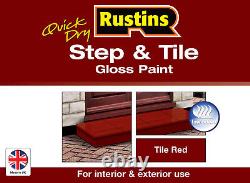 Rustins Quick Dry Step and Tile Paint Gloss Red 2.5 Litre Hard & Durable Finish
