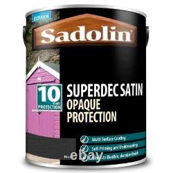 Sadolin Superdec Satin Black 5L Litre Opaque Multi Surface Protection