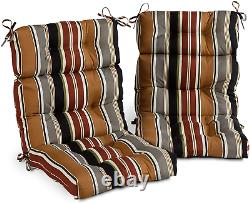 South Pine Porch Outdoor Brick Stripe High Back Chair Cushion, Set of 2