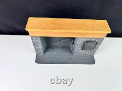 Vtg Dollhouse Miniature Colonial Walk-In Gray Stone Fireplace Kitchen 1968