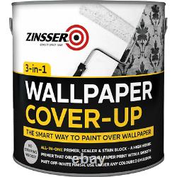 Wallpaper Cover Up Paint White 2.5L For Renovation Easy Application Matt Zinsser