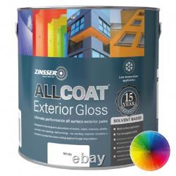 Zinsser AllCoat Exterior Solvent Based Weather Resistant Gloss White 2.5L
