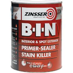 Zinsser BIN Primer Sealer Quick-Drying Shellac Based Gloss Paint White 2.5L NEW