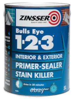 Zinsser Bulls Eye 123 Universal Interior Exterior Primer Sealer White 0.5L-10L