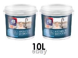 10l Kitchen & Bathroom Paint Blanc Mat Emulsion Latex Peinture Propre