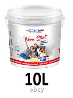 10l New Start Acrylic Scrub & Scuff Resistant Nettoyable Intérieur Blanc Paint