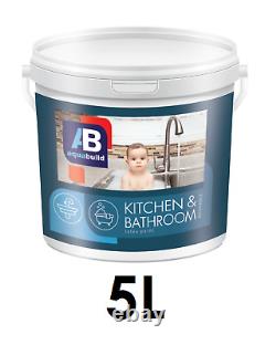 1l 5l10l Aqua Build Kitchen & Bathroom Peinture Latex Propre, Finition Mate, Blanc