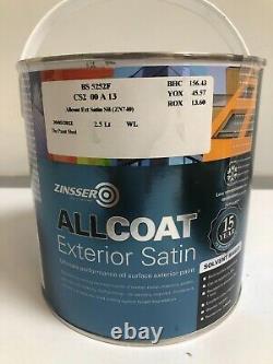 2.5l Zinsser Allcoat Exterior Solvent Satin M/surface Peinture Anthracite Gris 7016