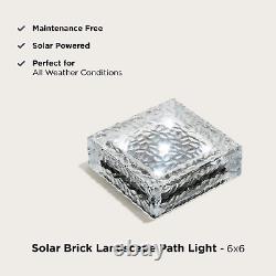 6x6 Solar Brick Light Cool White Led, Paveur En Verre Texturé, Imperméable, Outdoo