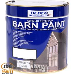 Bedec Barn Paint Acrylique Extérieur Semi Gloss Noir Blanc 2.5l 5l