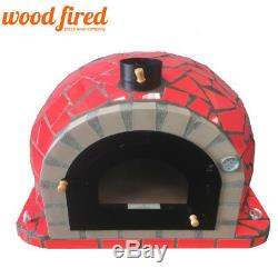 Brique Bois Extérieur Tiré Four À Pizza 100cm Pro Modèle De Luxe En Céramique Rouge
