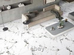 Carreaux de porcelaine blancs et gris de haute brillance 600x1200mm pour les murs et le sol