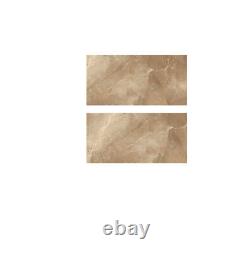 Carreaux de porcelaine brun beige poli à haute brillance 600x1200mm pour murs et sols