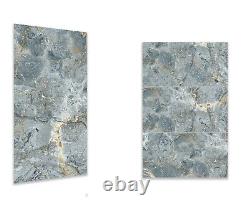 Carreaux de porcelaine polis gris, or et bleu à haute brillance de 60x120cm pour les murs et le sol