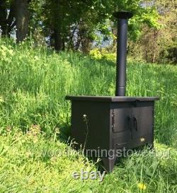 Cuisinière à bois en fonte avec four, chapeau de pluie de cheminée, jardin extérieur mini Prity