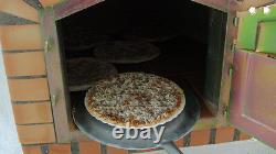 Four à pizza extérieur en brique avec foyer au bois de 80 cm de luxe, supplémentaire avec cheminée de 100 cm et capuchon