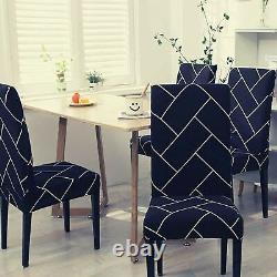 Housse de chaise extensible pour salle à manger, ensemble de 6 (bleu brique)