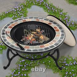 Jardin Extérieur Bbq Grill Fire Pit Brazier Mosaic Round Bowl Chauffe-table