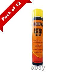Marqueur de lignes premium en spray de marquage jaune 750 ml - Pack de 3/6/12 sprays à l'envers.