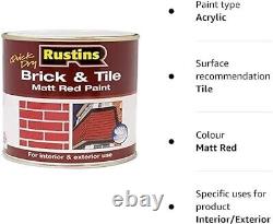 Peinture rouge brique et carrelage Matt Rustins Quick Dry 500ml