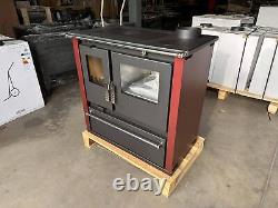 Poêle de cuisson à bois à haut rendement Verso CS Plux Inox Bordo 7,7 kW