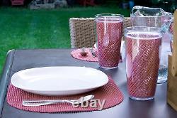 Set de 6 petits sets de table ovales en filet de pêche pour toutes les tables extérieures en rouge brique.