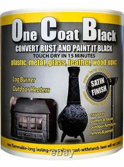 Un Revêtement Convertisseur de Rouille Noir, peinture, métal, bois, brique, véhicule, PVC, pierre