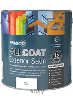 Zinsser Allcoat Exterior Sb Multi Surface Paint 5 Litre Satin 190 Couleurs