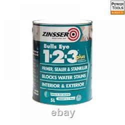 Zinsser Bulls Eye 1-2-3 Plus Primer, Scellant et Tueur de Taches Blanc 2,5 litres