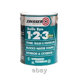 Zinsser Bulls Eye 1-2-3 Plus Primer, Scellant et Tueur de Taches Blanc 2,5 litres ZINBE